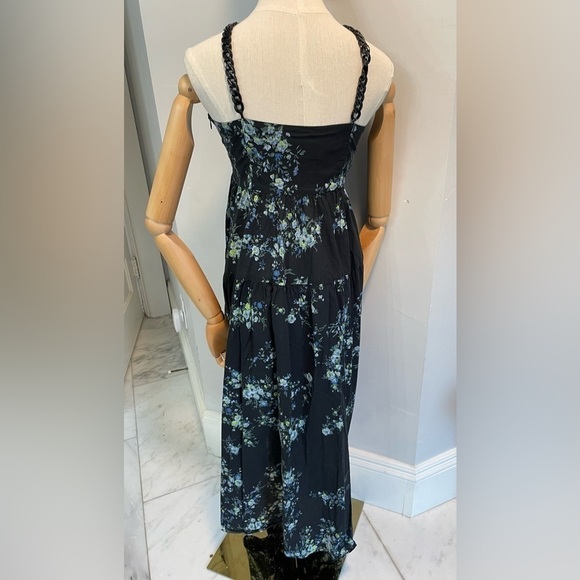 Les Reveries x Rent the Runway women’s 8 navy floral midi dress w/ chain straps - Picture 9 of 9
